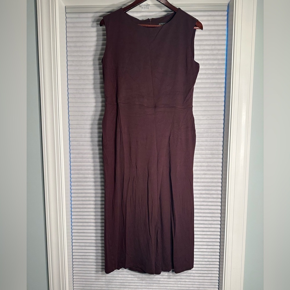 Eileen Fisher plum faux-wrap cropped jumpsuit J-5